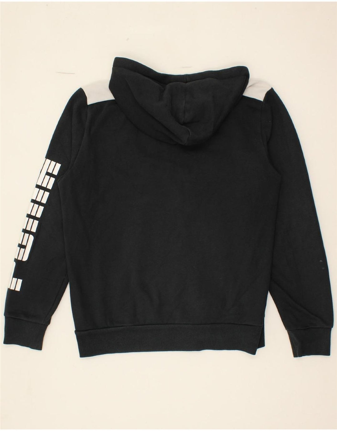 PUMA Mens Graphic Zip Hoodie Sweater Small Black Cotton Vintage Puma and Second-Hand Puma from Messina Hembry 