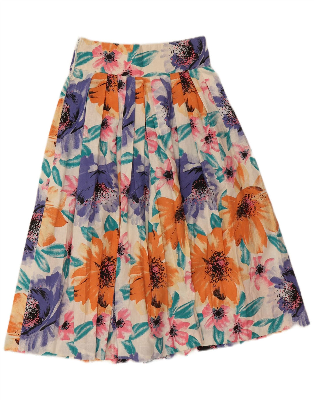 Saia feminina plissada vintage W26 pequena floral multicolorida
