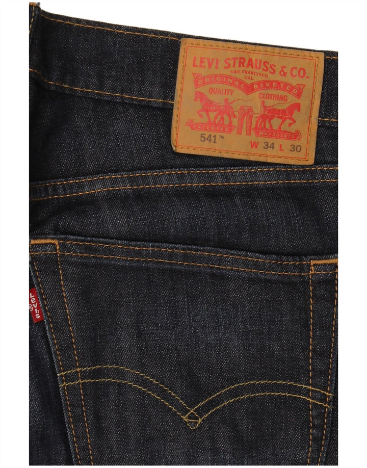 Levi's Masculino 541 Straight Jeans W34 L30 Azul Marinho Algodão