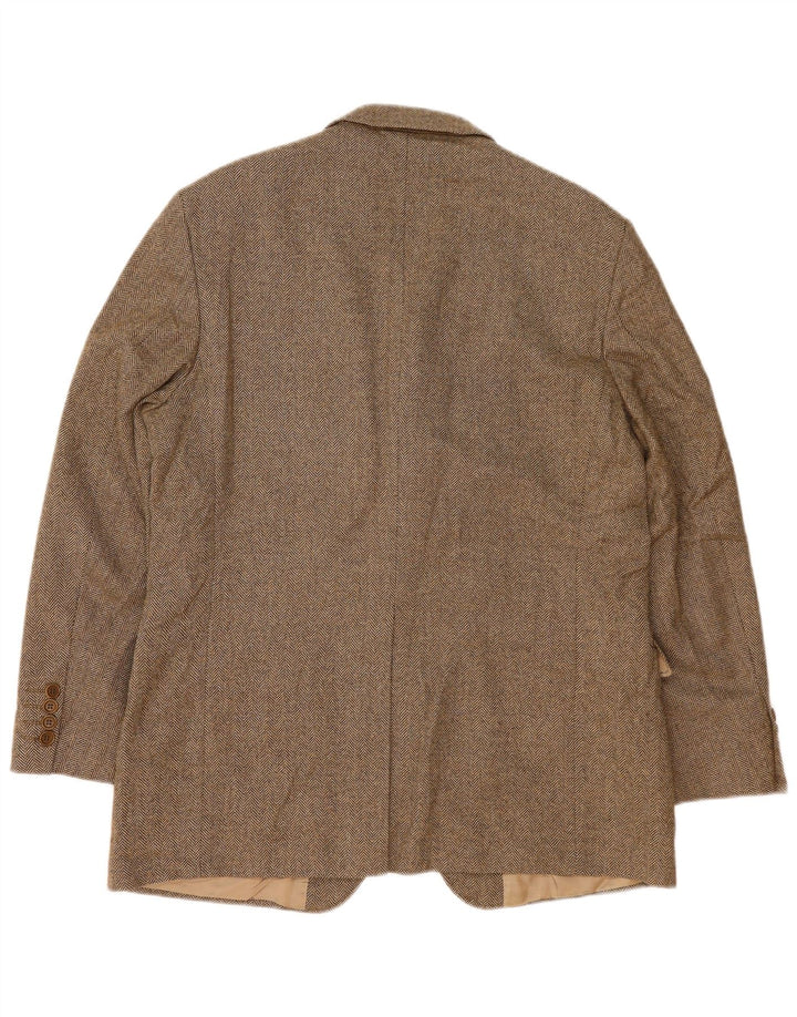 Jaqueta blazer masculina de 3 botões Marks & Spencer UK 42 grande espinha de peixe marrom