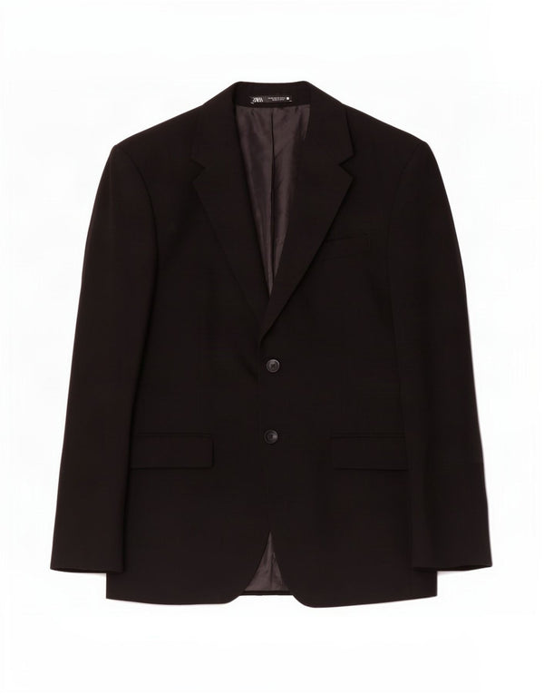 Jaqueta blazer masculina Zara com 2 botões EU 48 Viscose preta média