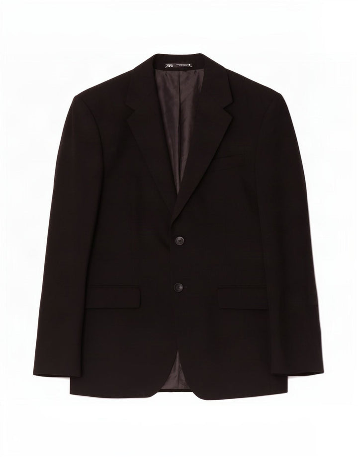 Jaqueta blazer masculina Zara com 2 botões EU 48 Viscose preta média