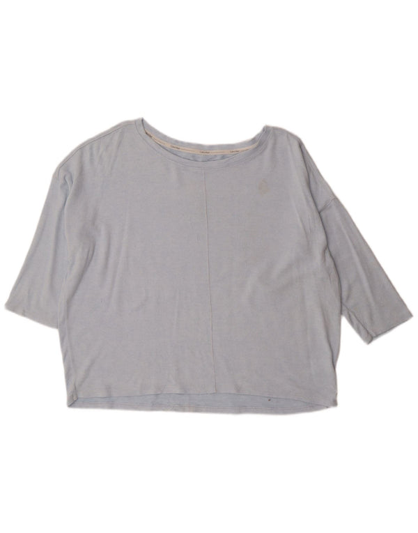 Calvin Klein Top feminino oversized manga 3/4 UK 18 XL azul viscose