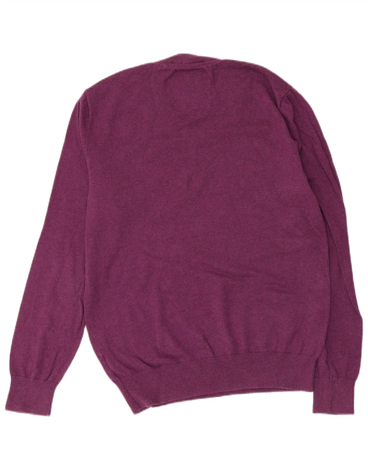 Suéter masculino JACK WILLS com decote em V de algodão roxo médio