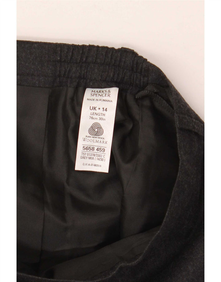 Saia midi feminina Marks & Spencer UK 14 médio W30 cinza lã nova