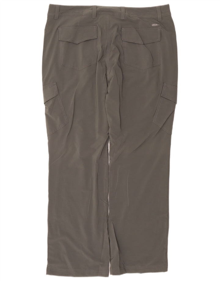 Calça cargo feminina Eddie Bauer reta US 16 2XL W38 L32 cinza poliéster