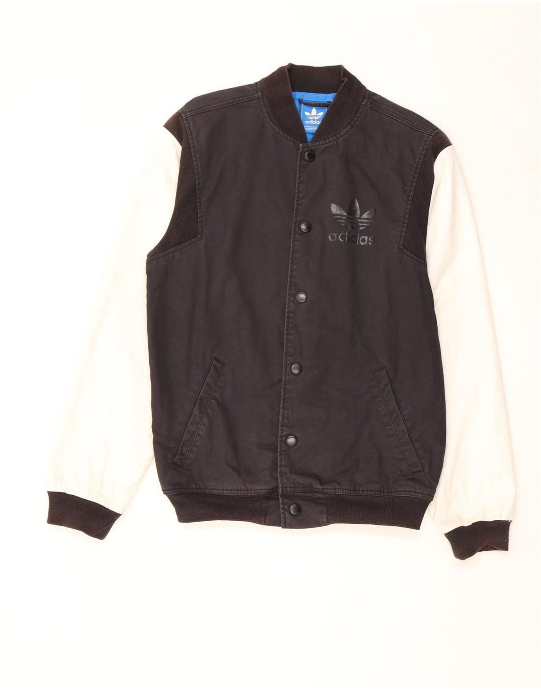 Adidas Mens Graphic Varsity Jacket UK 38 Médio Preto Colourblock Algodão