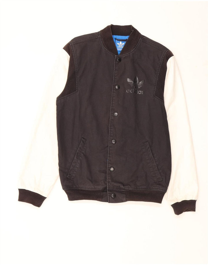Adidas Mens Graphic Varsity Jacket UK 38 Médio Preto Colourblock Algodão