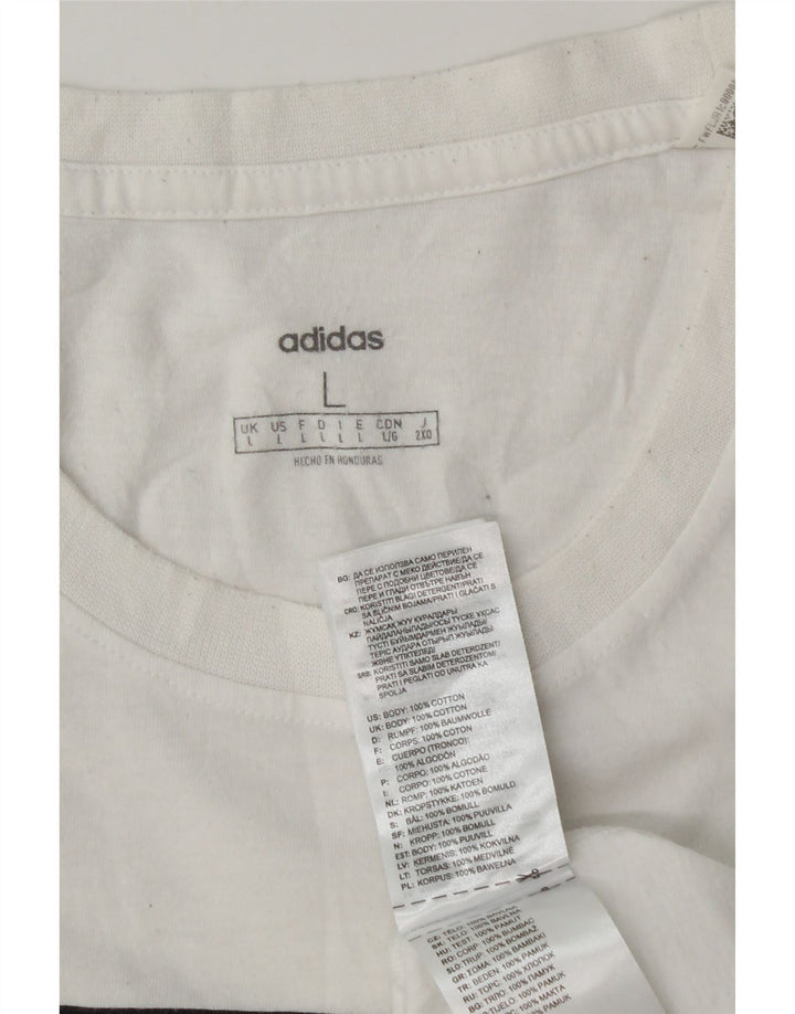 Adidas Mens Graphic T-Shirt Top Grande Algodão Branco