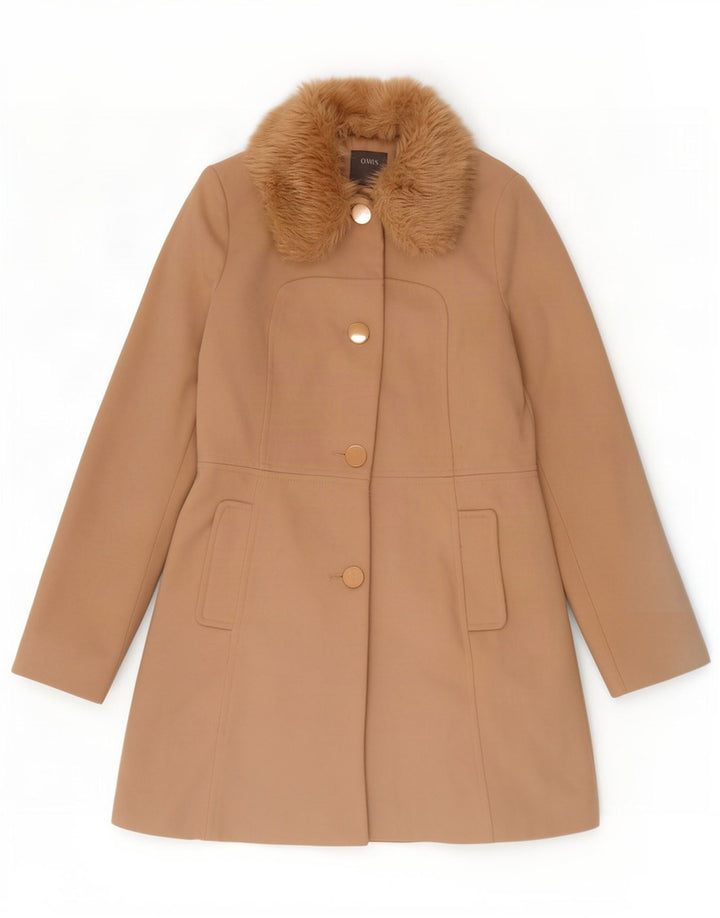 Sobretudo feminino Oasis UK 10 pequeno poliéster bege