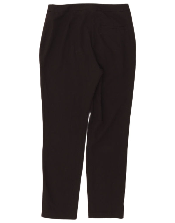 Calça feminina casual reta Topshop Reino Unido 10 pequena W29 L27 poliéster preto