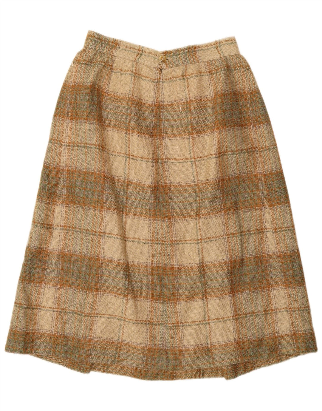 Saia feminina vintage linha A W26 poliéster xadrez bege pequeno