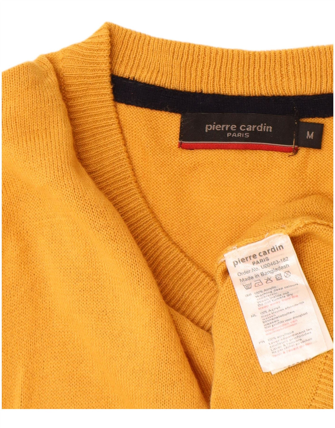 Suéter masculino Pierre Cardin com decote em V acrílico amarelo médio