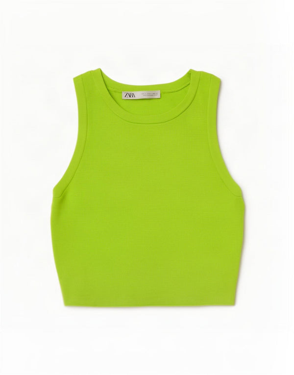 Colete feminino Zara Top UK 8 pequeno viscose verde