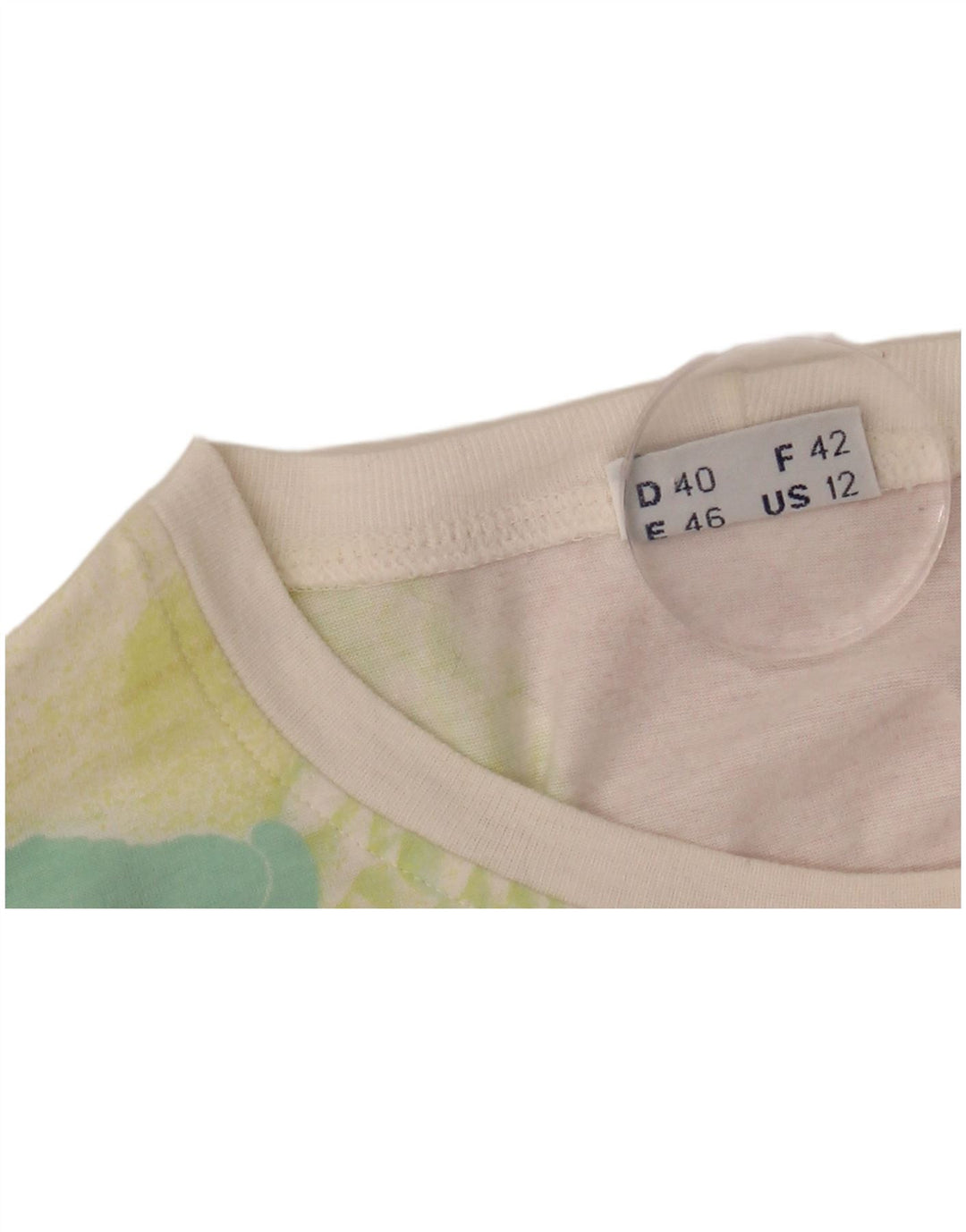 SERGIO TACCHINI Camiseta feminina gráfica US 12 grande algodão floral branco