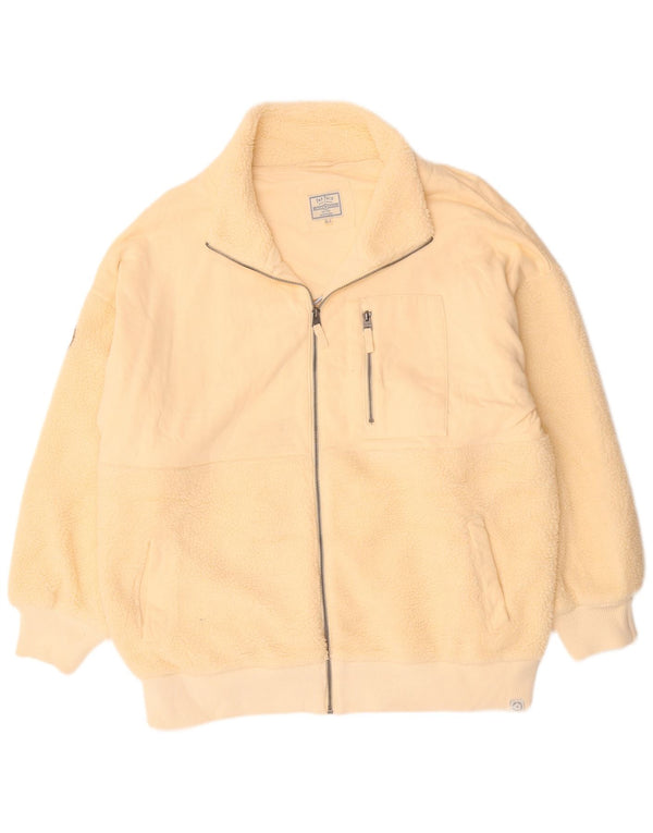 Revestimento Reino Unido 18 XL do velo das mulheres gordas da cara fora do poliéster branco