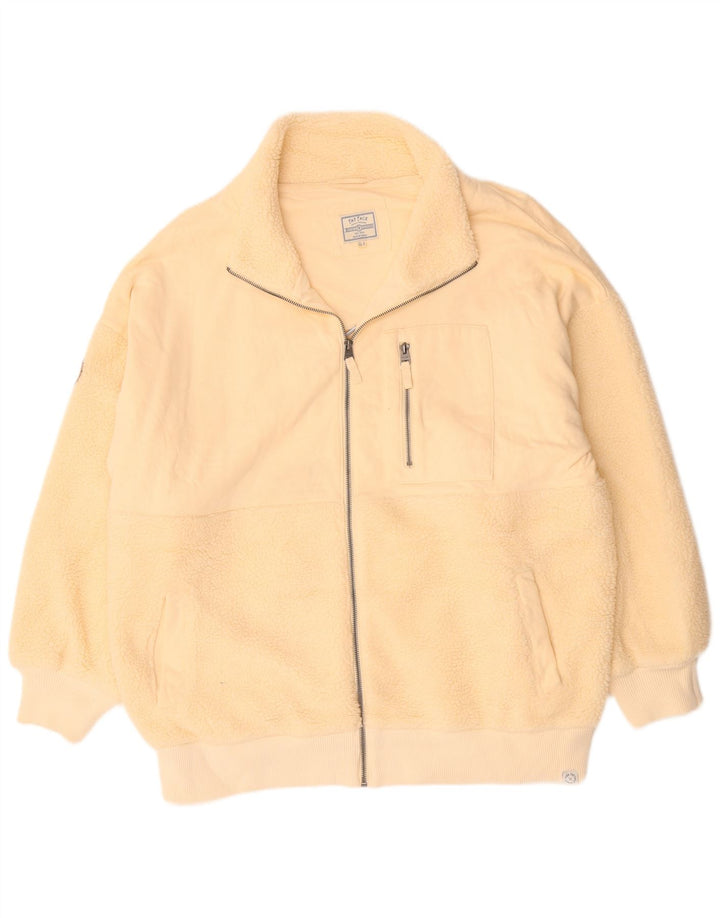 Revestimento Reino Unido 18 XL do velo das mulheres gordas da cara fora do poliéster branco