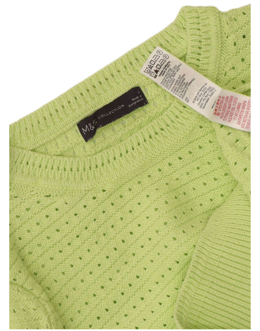 Suéter feminino MARKS & SPENCER com gola redonda Reino Unido 14 grande verde