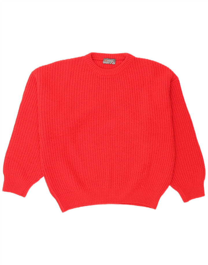 Suéter masculino Stefanel com gola redonda XL de lã vermelha