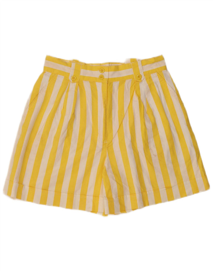 Shorts Chino feminino VINTAGE com perna larga UE 42 grande W30 listrado amarelo