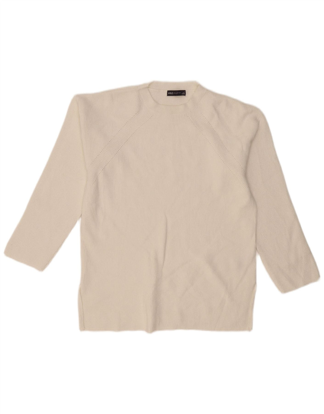 Suéter feminino Marks & Spencer com gola redonda Reino Unido 16 grande viscose branca