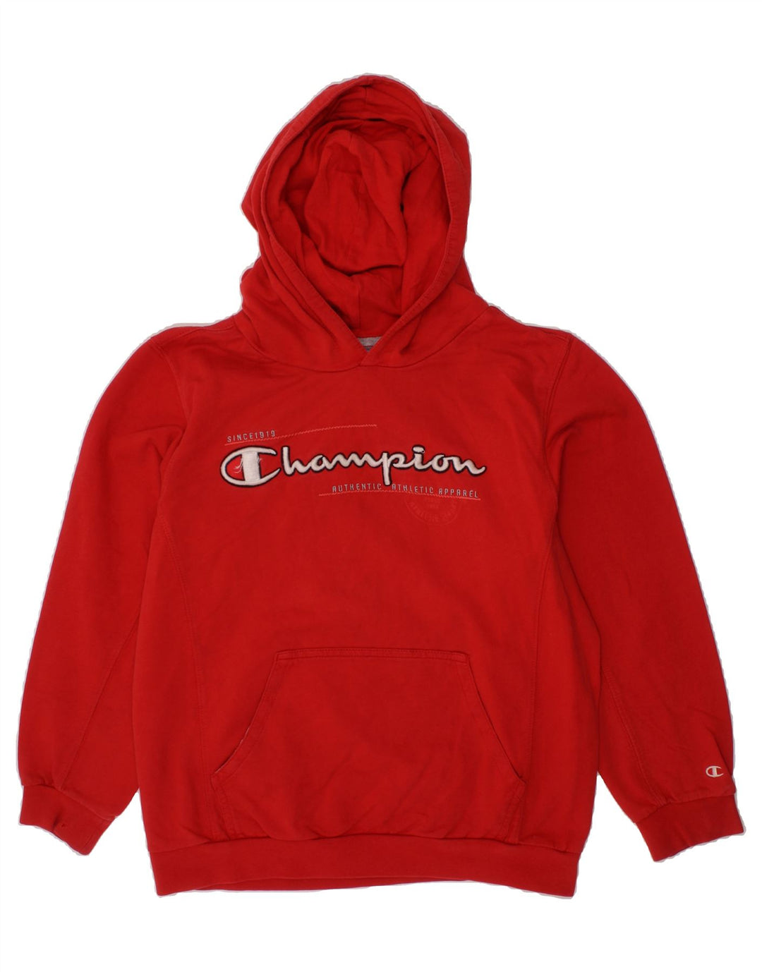 CHAMPION Girls Graphic Hoodie Jumper 9-10 Years Red Cotton Vintage Champion and Second-Hand Champion from Messina Hembry 