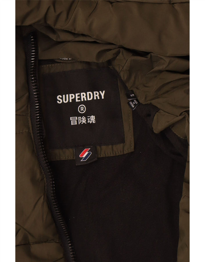 Jaqueta acolchoada com capuz masculina Superdry UK 36 poliéster cáqui pequeno