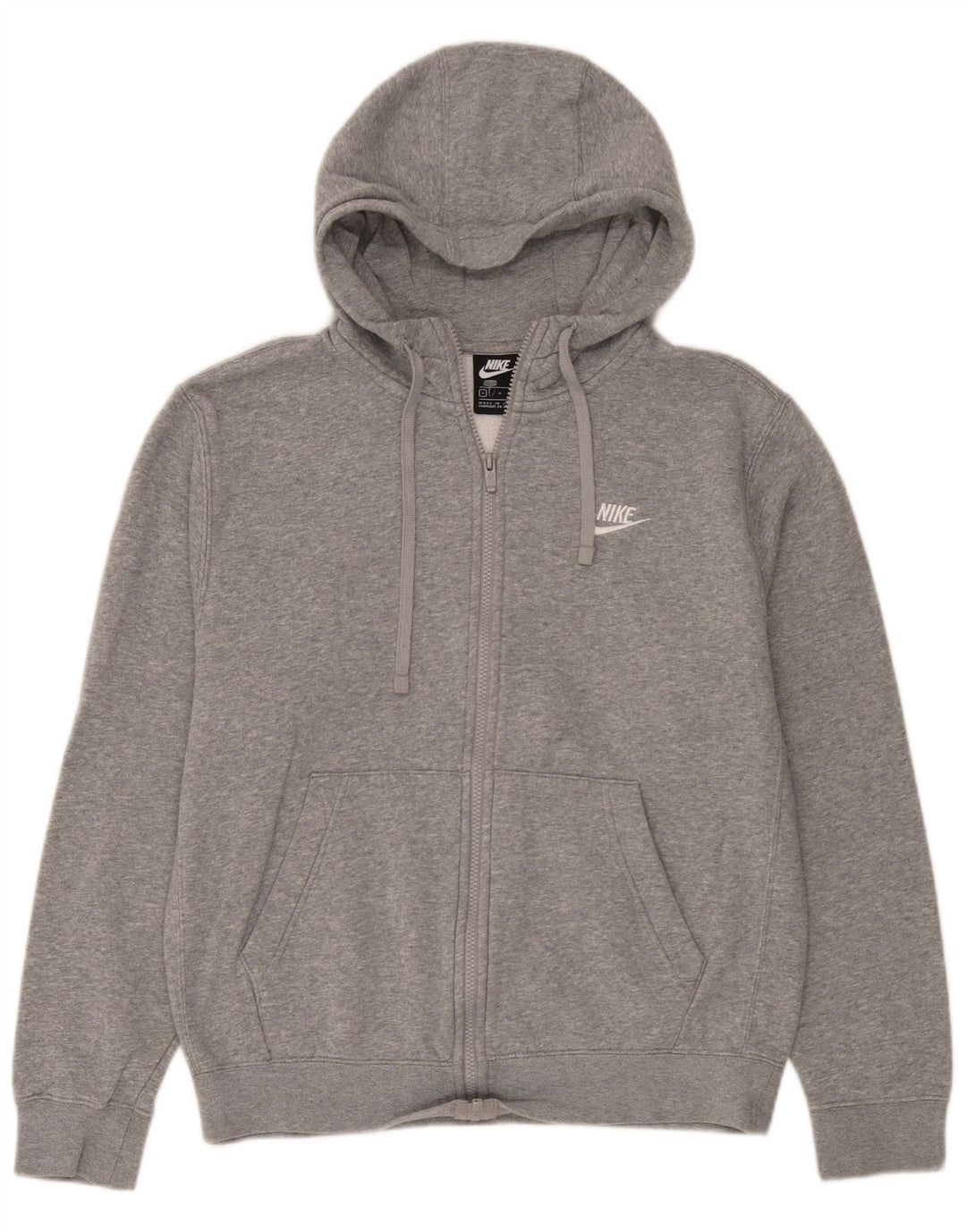 Suéter Nike masculino com capuz e zíper pequeno algodão cinza