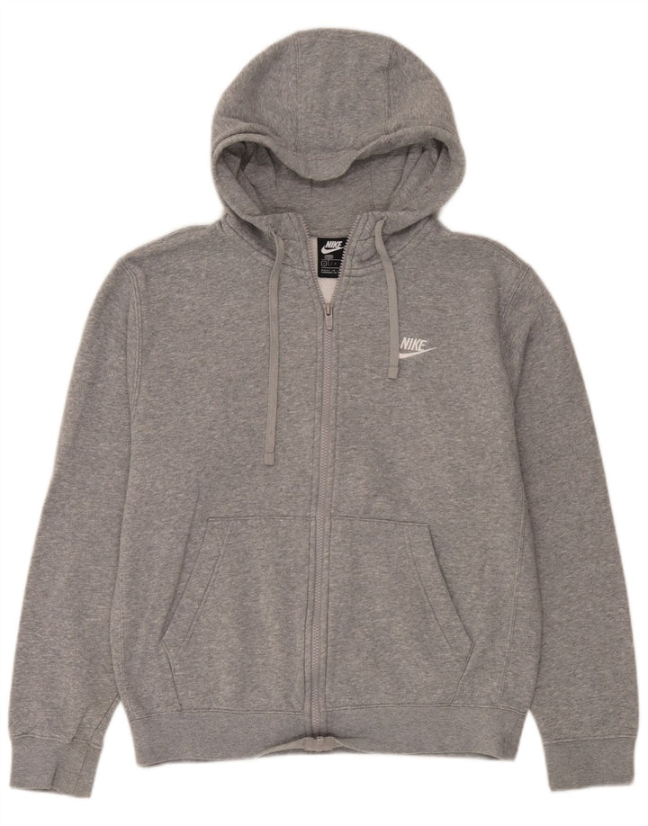 Suéter Nike masculino com capuz e zíper pequeno algodão cinza