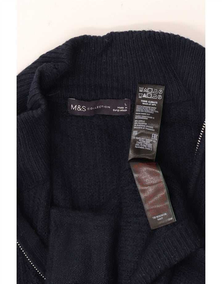 Suéter cardigã masculino Marks & Spencer grande acrílico azul marinho
