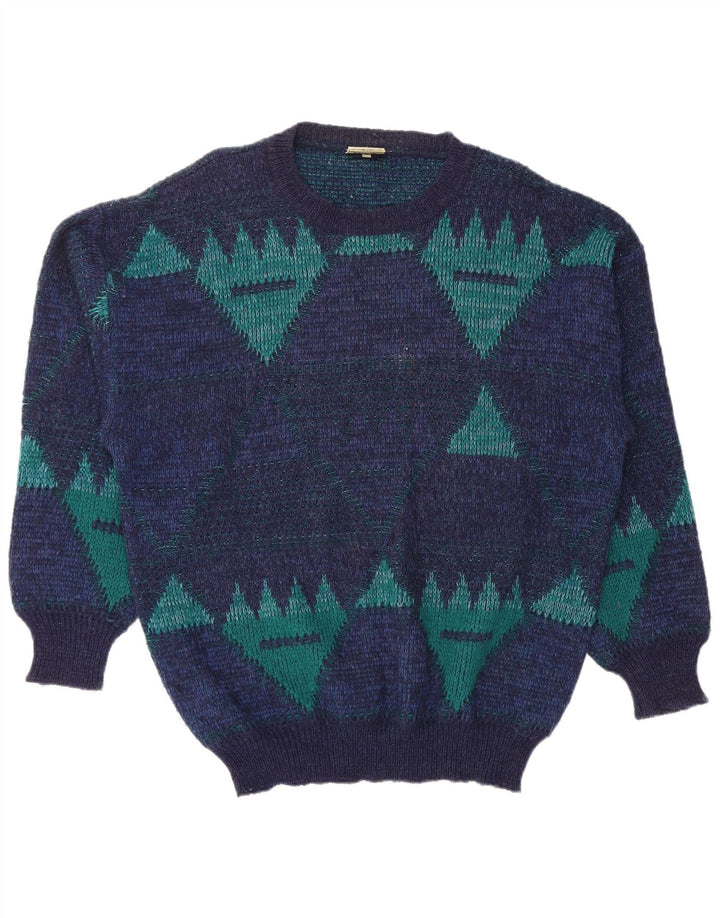 4 Suéter masculino CASTELLA com gola canoa IT 56 XL azul marinho geométrico