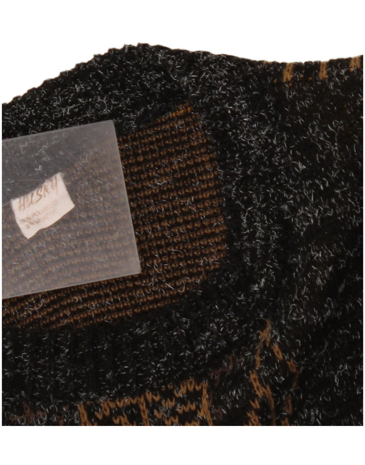 Suéter feminino VINTAGE com gola redonda e gola redonda UK 18 XL preto manchado