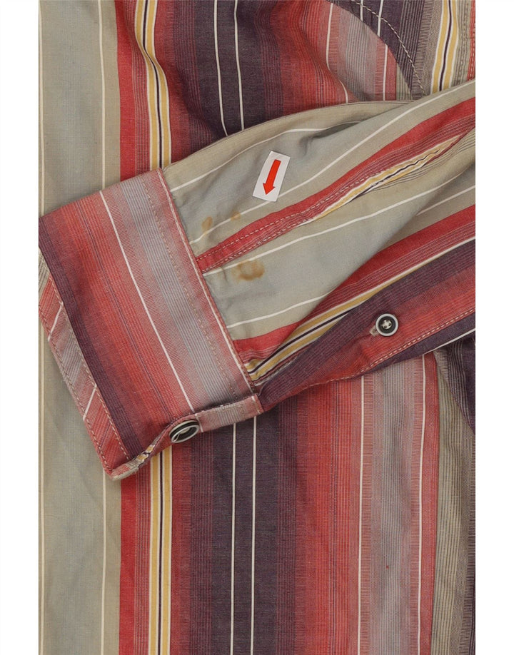 Camisa masculina FAT FACE pequena listrada multicolorida de algodão