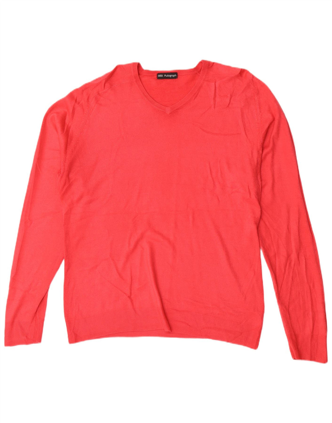Suéter masculino Marks & Spencer Autograph com decote em V grande acrílico vermelho