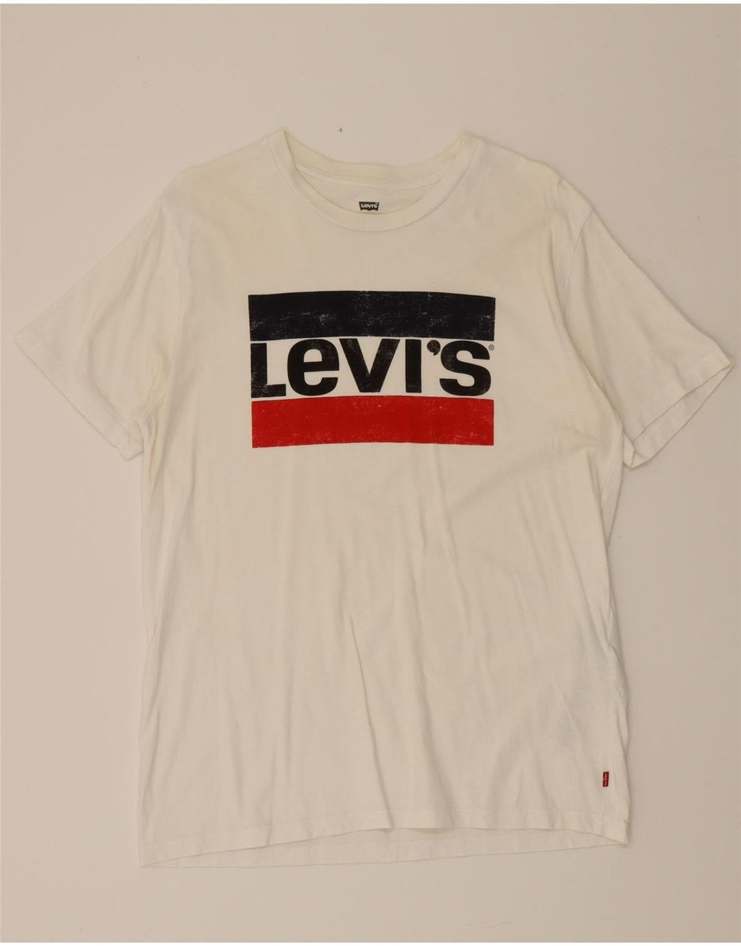 LEVI'S Mens Graphic T-Shirt Top Medium White Cotton Vintage Levi's and Second-Hand Levi's from Messina Hembry 