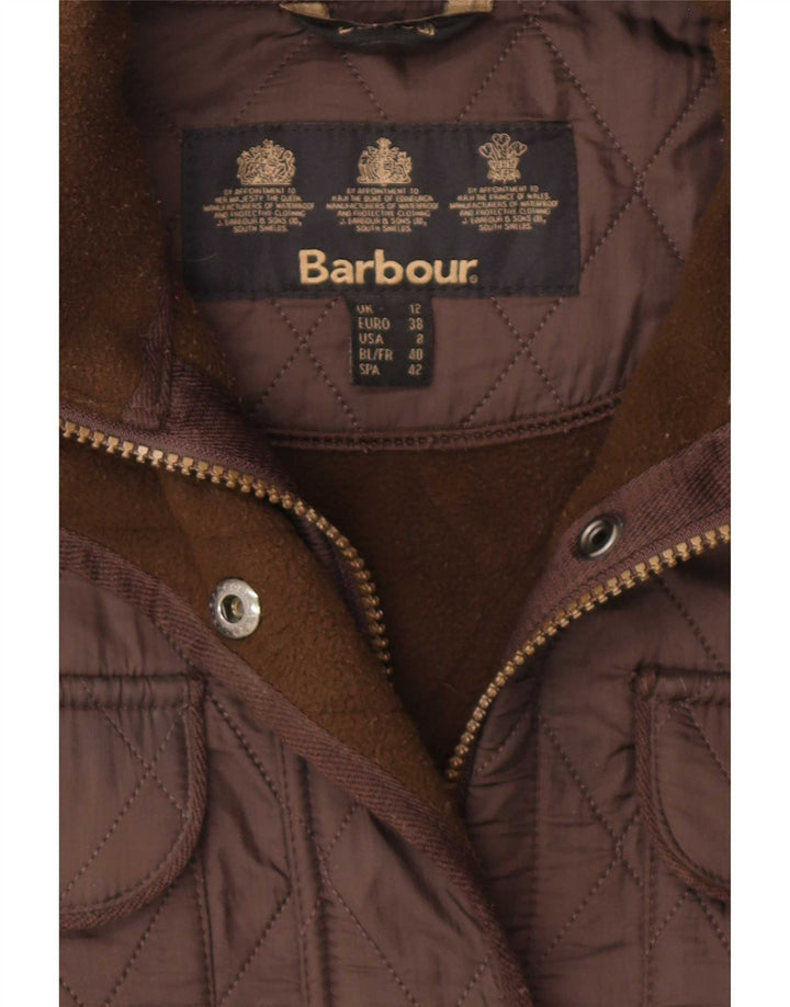 Jaqueta acolchoada feminina Barbour UK 12 poliéster marrom médio