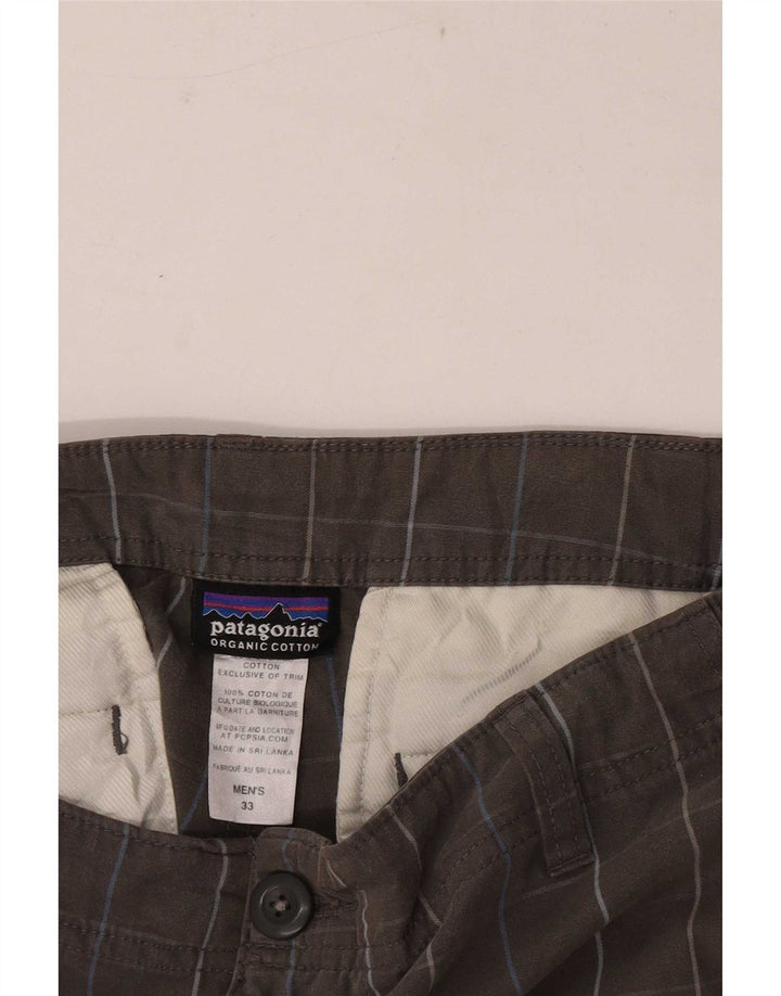 Shorts cargo regular masculino Patagonia W33 grande algodão xadrez cinza