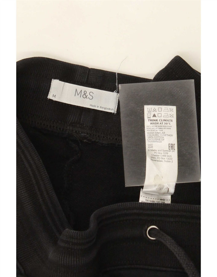 Calça de treino masculina Marks & Spencer de algodão preto médio