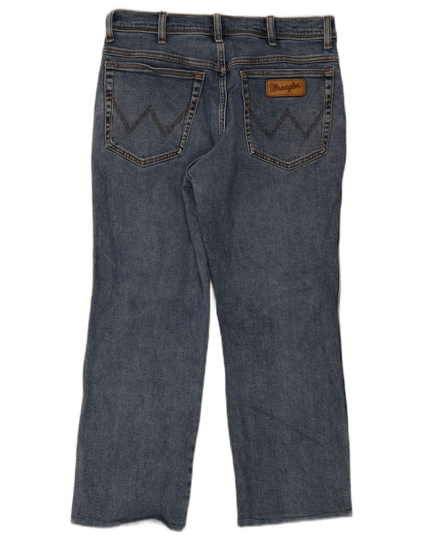 WRANGLER Masculino Texas Cropped Straight Jeans W34 L25 Azul Algodão