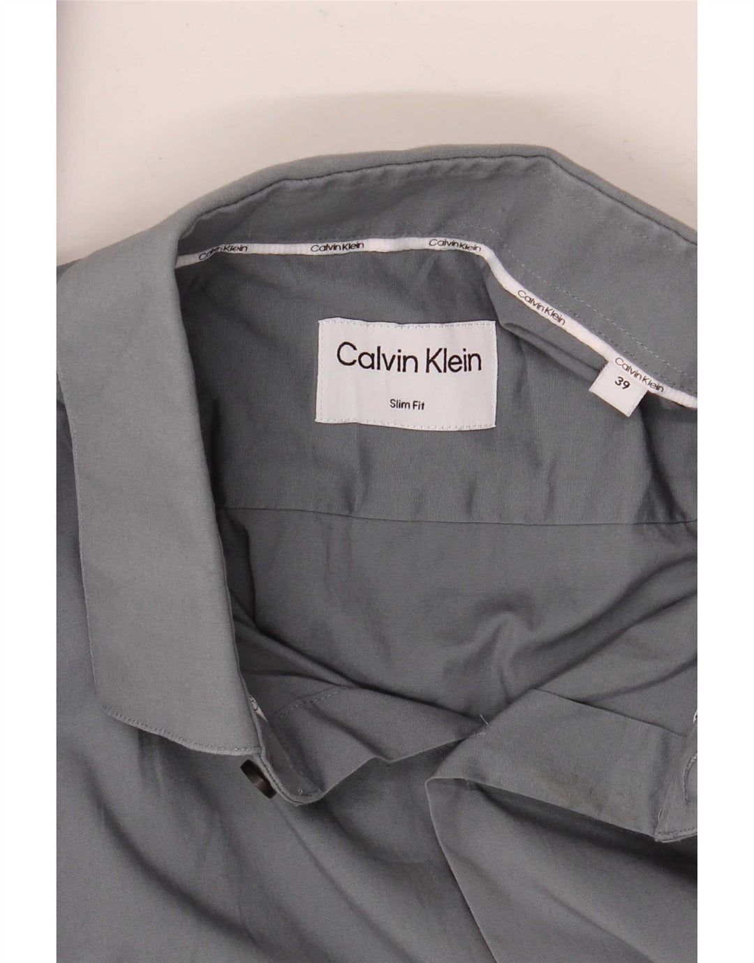 Camisa masculina Calvin Klein Slim Fit tamanho 39 cinza médio