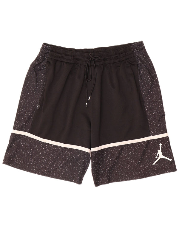 Shorts esportivos masculinos Jordan XL poliéster manchado preto