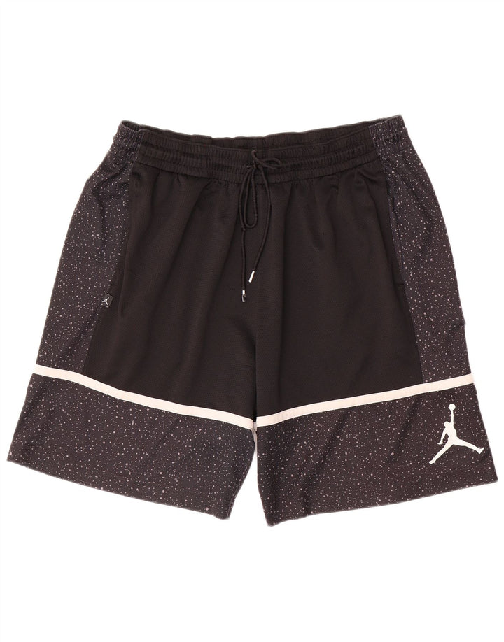 Shorts esportivos masculinos Jordan XL poliéster manchado preto