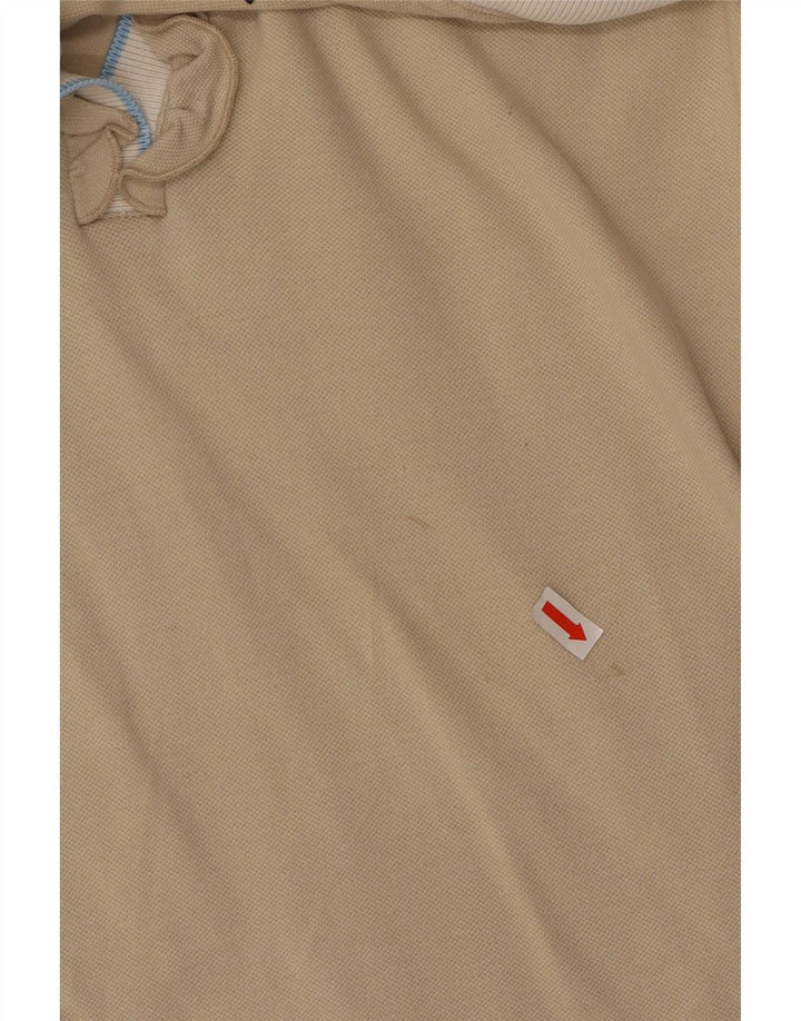 Camisa polo feminina FRED PERRY com babados na frente Reino Unido 14 grande bloco colorido bege