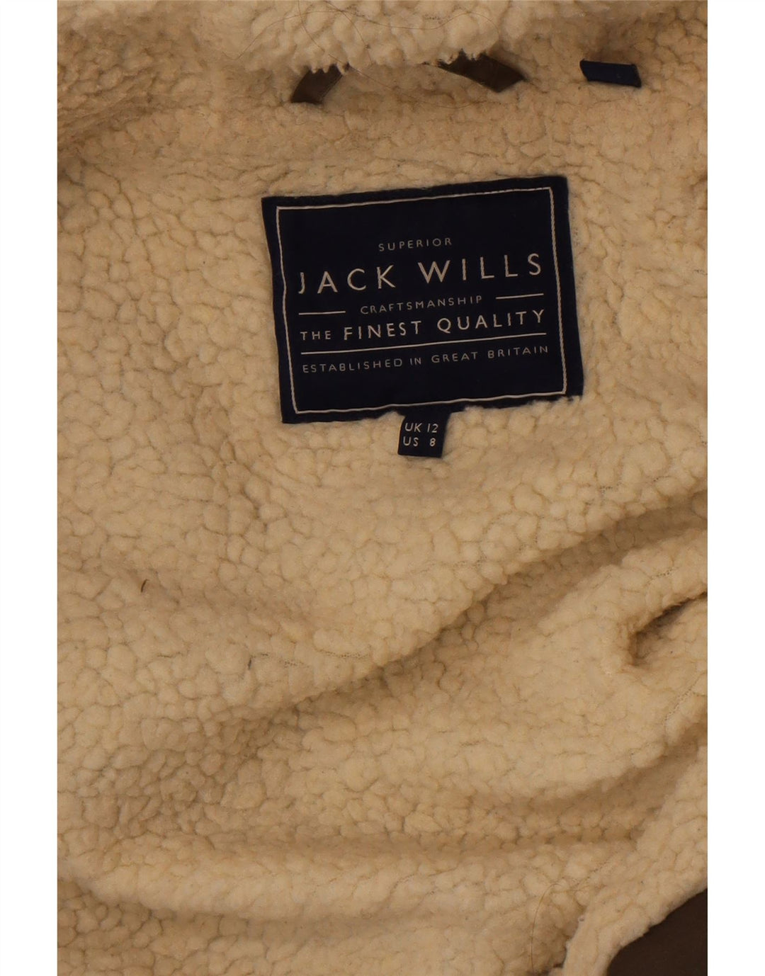 Jaqueta feminina Jack Wills com capuz Sherpa Parka Reino Unido 12 médio cáqui