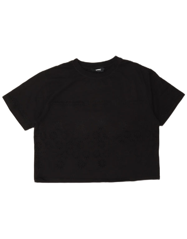 Desigual Camiseta Feminina Crop Top UK 16 Grande Preto