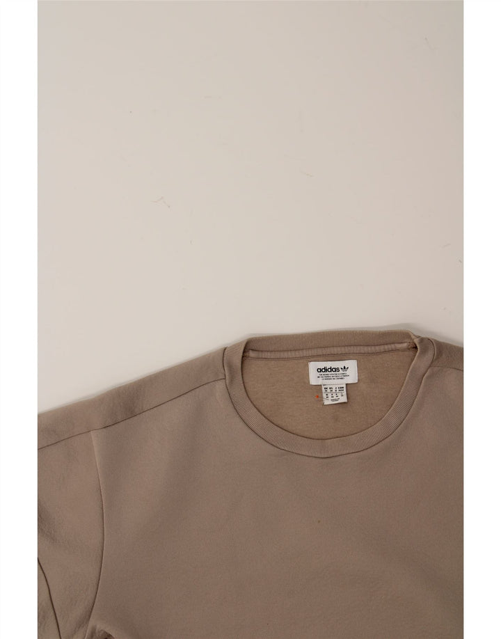 ADIDAS Womens Longline Oversized Sweatshirt Jumper UK 14 Medium Beige Vintage Adidas and Second-Hand Adidas from Messina Hembry 