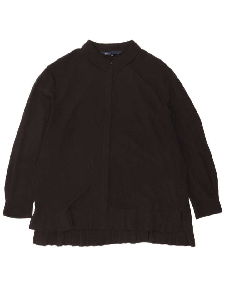Blusa feminina de ajuste solto French Connection UK 14 poliéster preto grande
