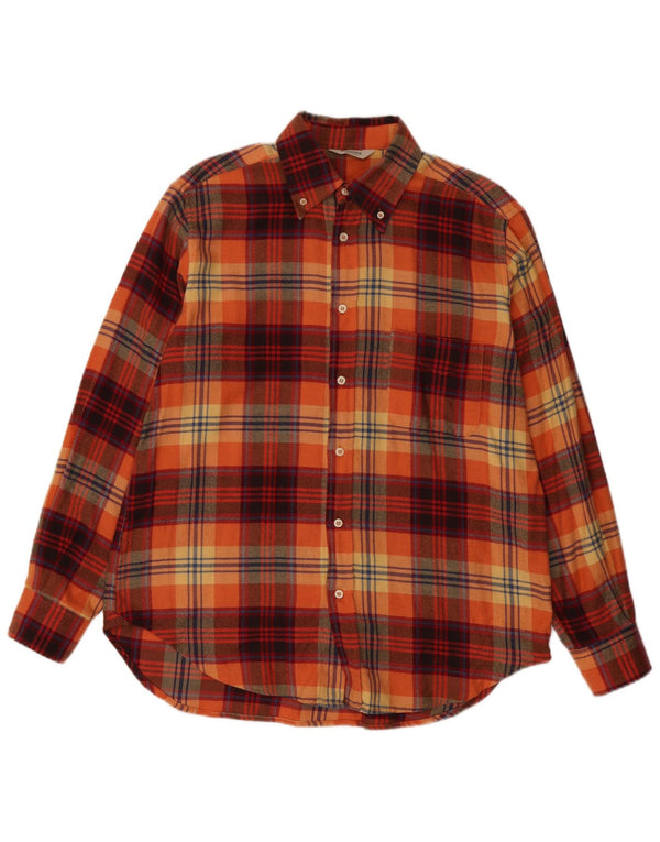 Camisa masculina de flanela Dolomiten tamanho 41 grande algodão xadrez laranja
