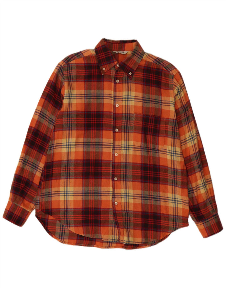 Camisa masculina de flanela Dolomiten tamanho 41 grande algodão xadrez laranja