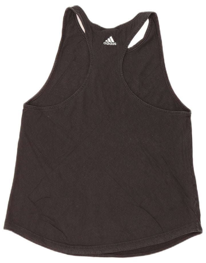 ADIDAS Womens Graphic Vest Top UK 12/14 Médio Algodão Preto